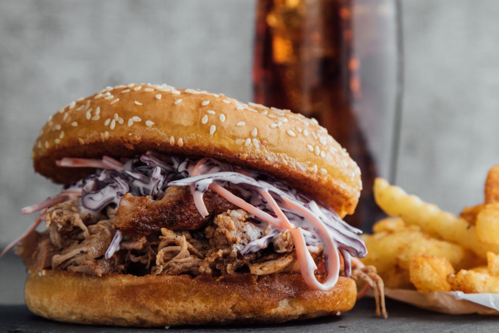 Shredded burger on a platter