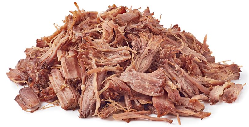Shredded meat on a white background