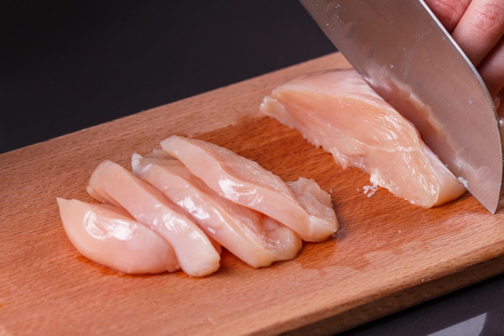 Uncooked meat on the cutting board