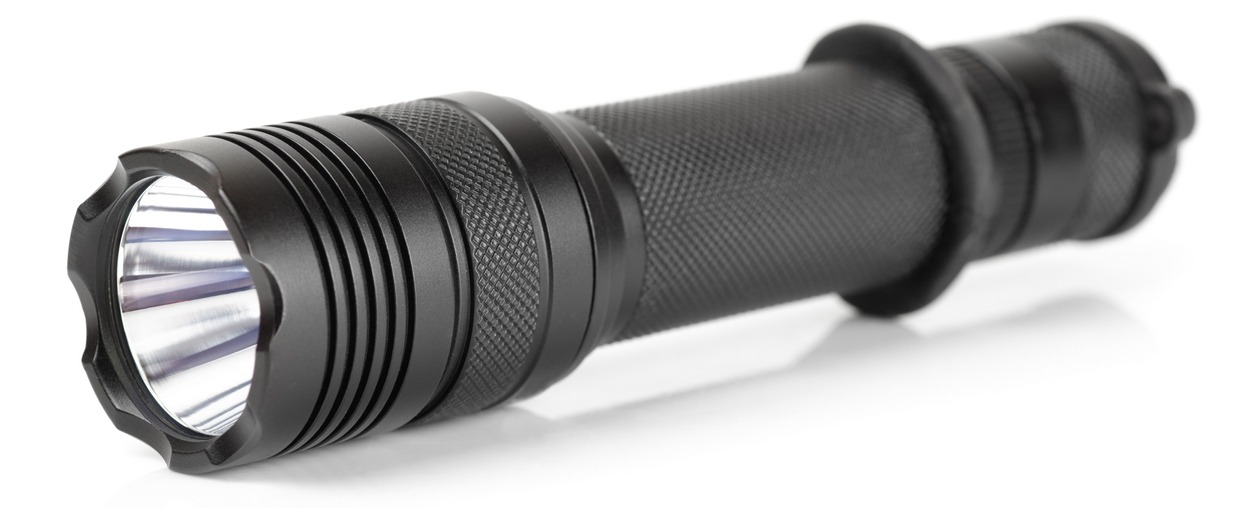 tactical led flashlight in white background