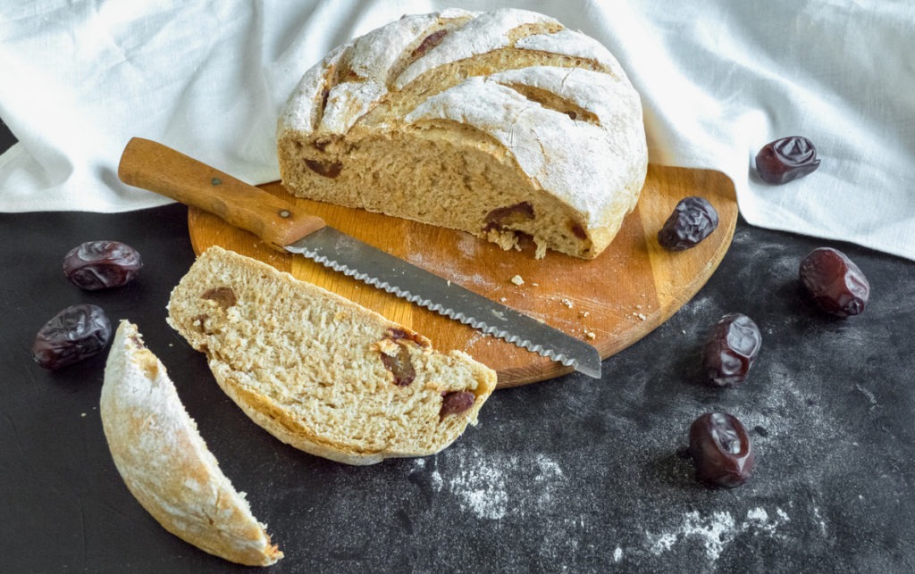 bread sliced using a bread knife