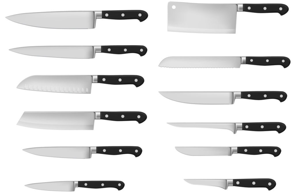 chopping veggies using a chef’s knife