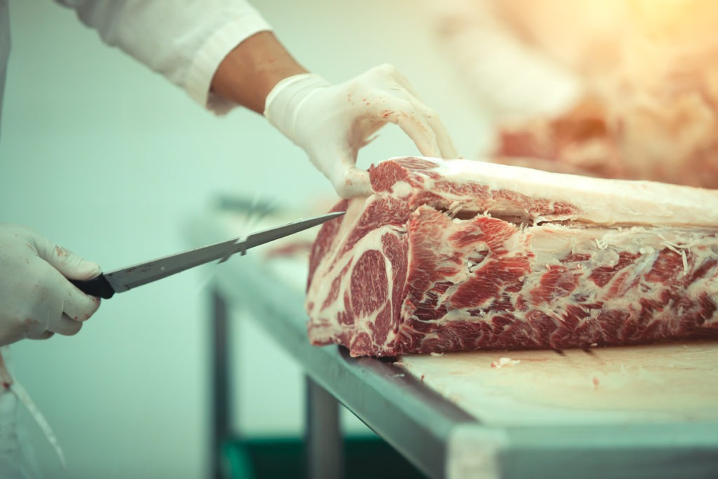 cutting wagyu using a boning knife