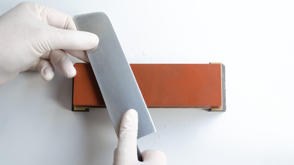 sharpening a Nakiri knife