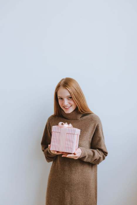 Woman holding a gift