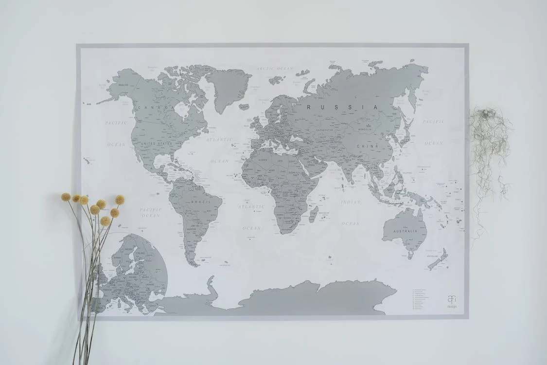 An adventure scratch map attached on a wall