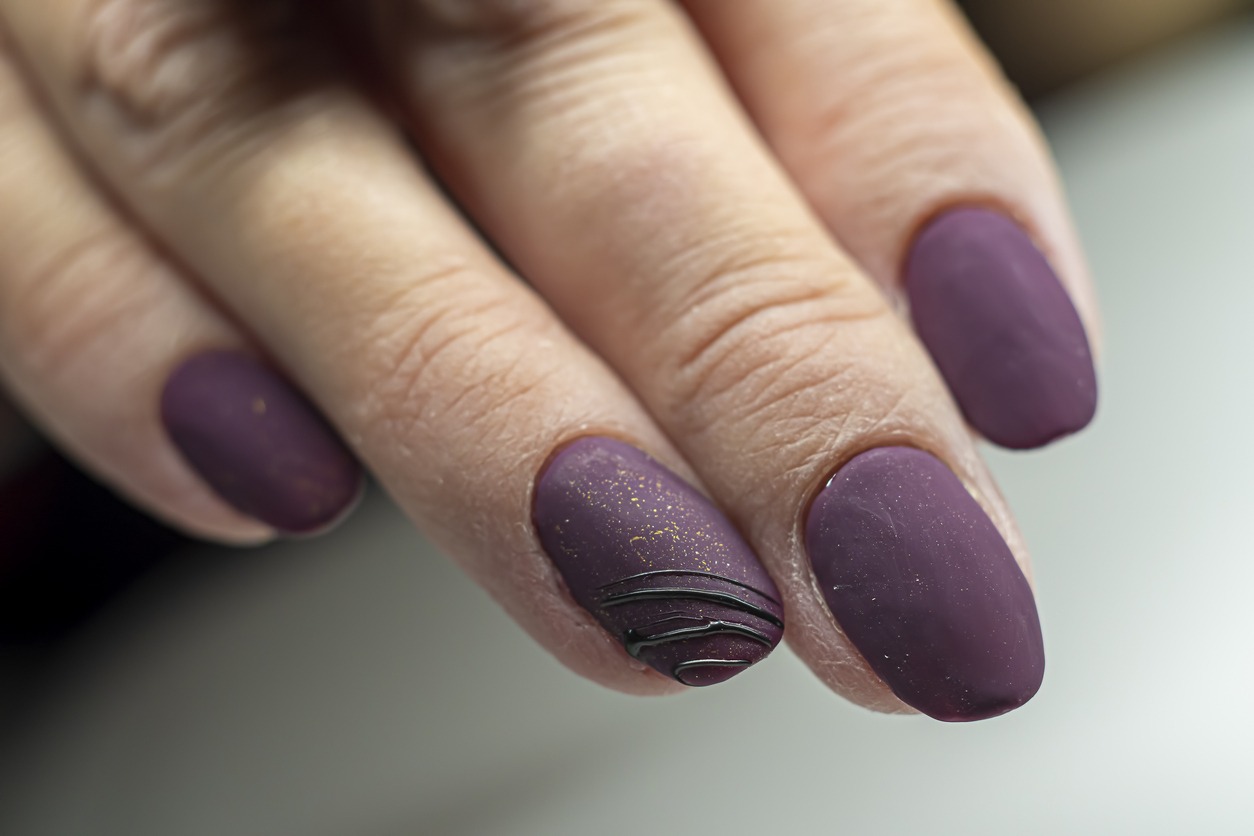 Matte gel polish on fingernails