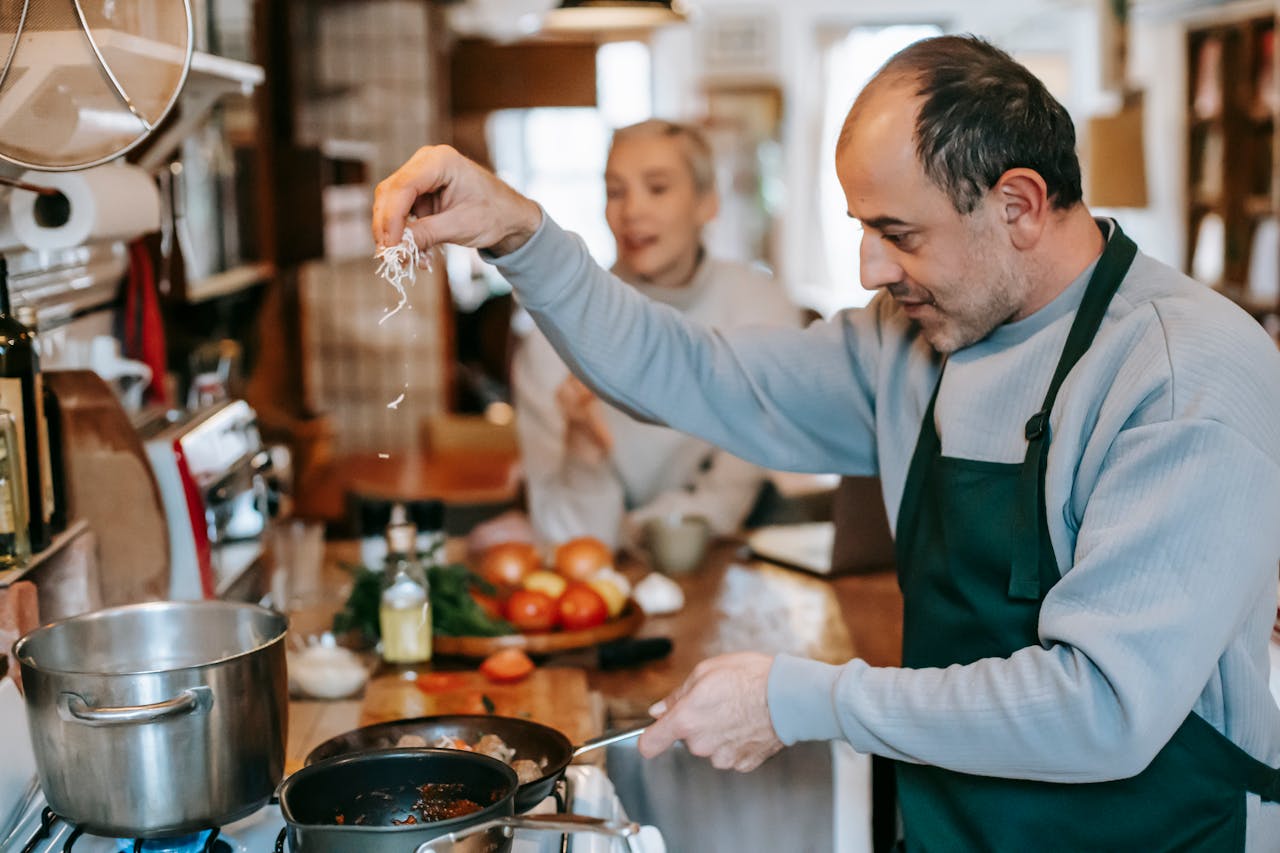 man preparing food