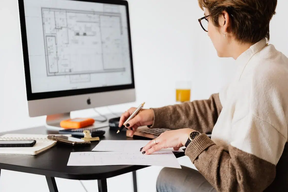 working with computer