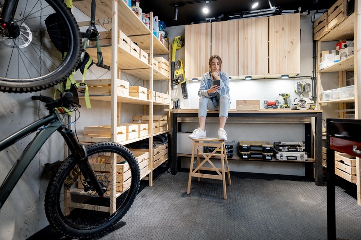 Home workshop with a handywoman