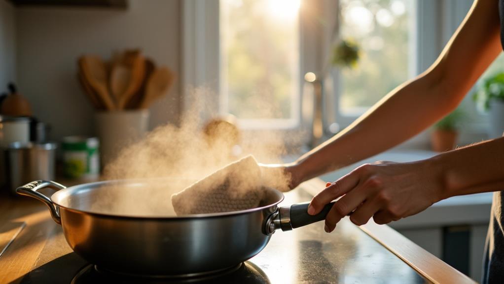 remove stubborn cookware residue