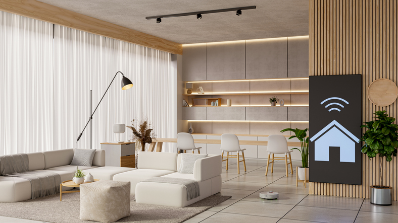 Minimalist interior design combined with smart home technology