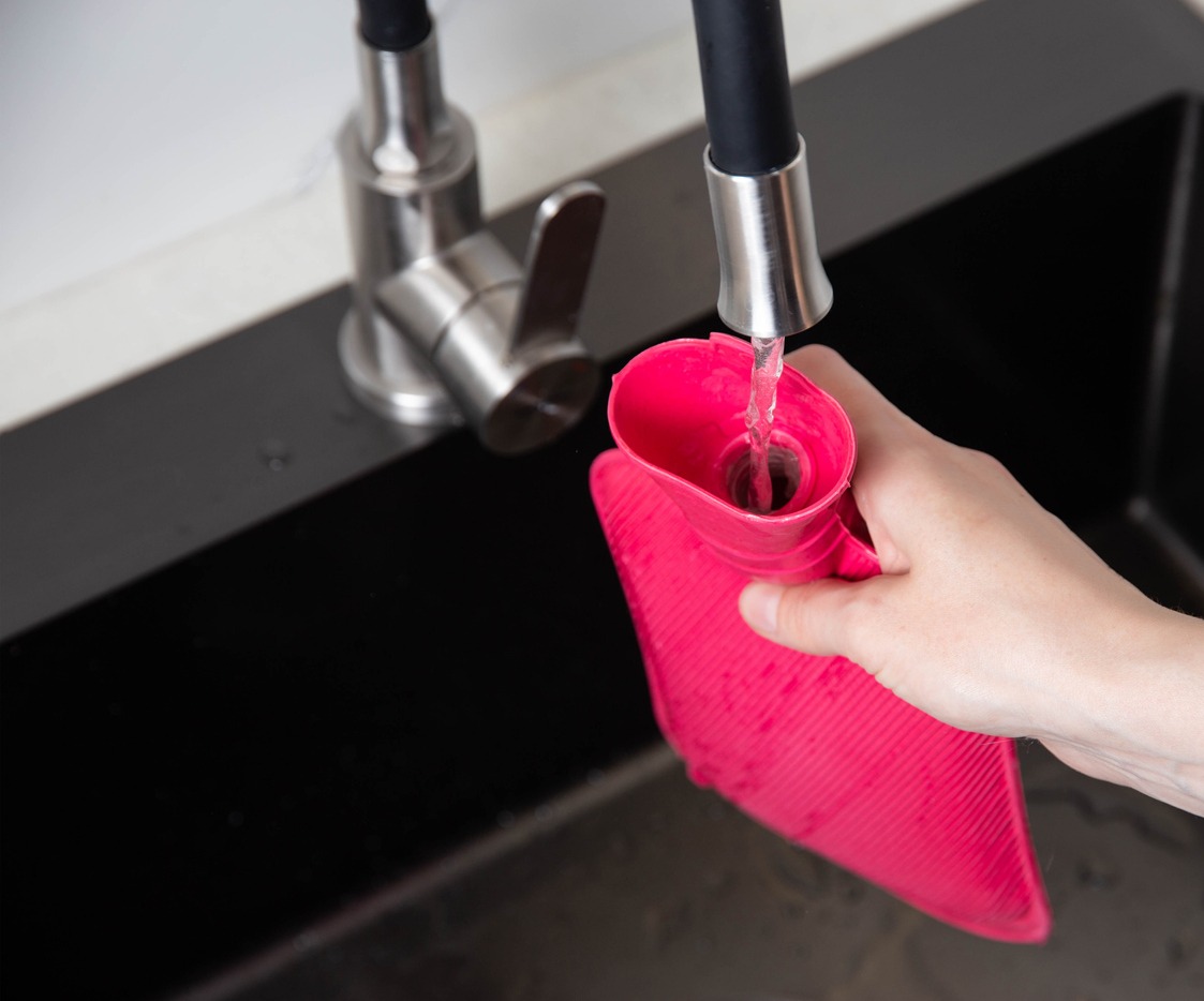 a red hot water bottle