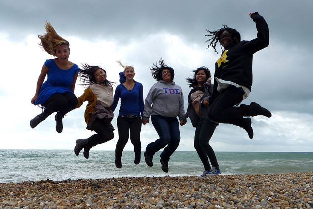 Girls having fun on the beach