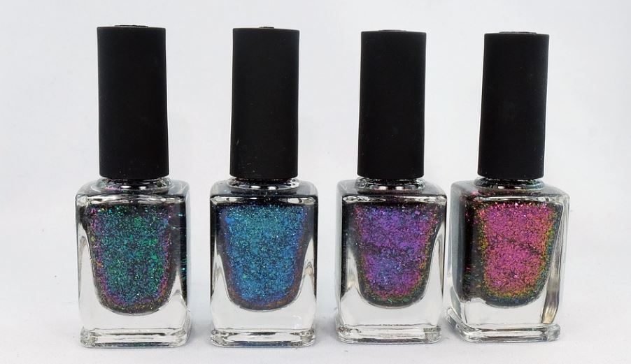 bottles of glitter nail polish