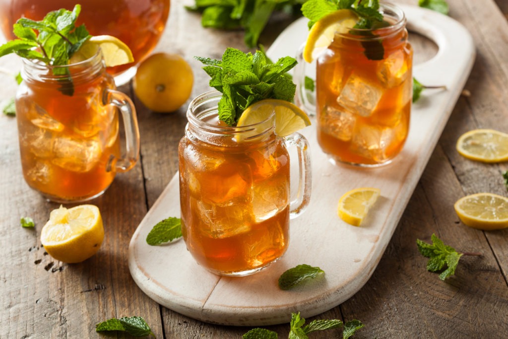Homemade iced tea and lemonade