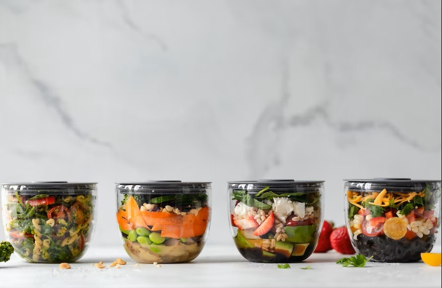 food in a glass container