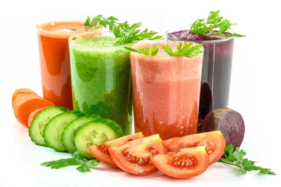 glasses of vegetable juices