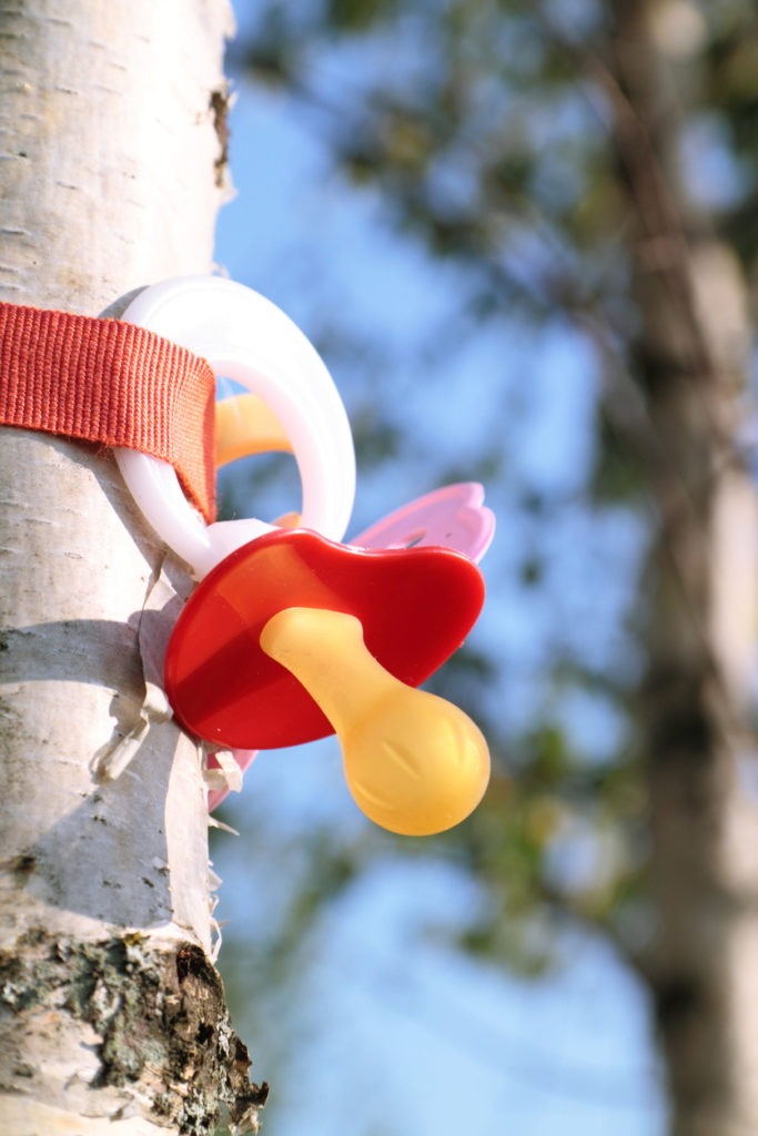 rubber pacifier in nature background