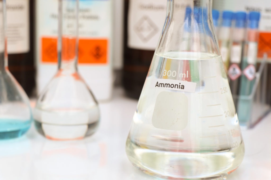 ammonia in glass, chemical in the laboratory