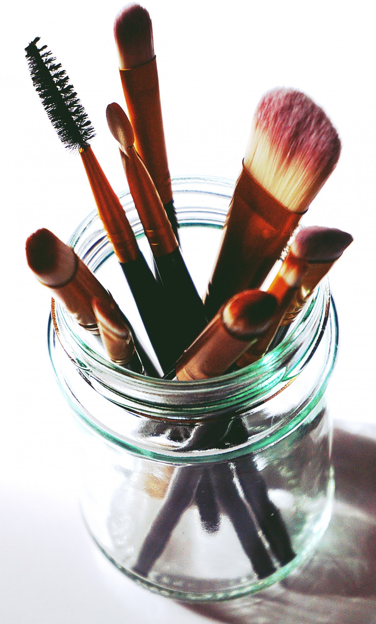 Makeup brushes in a jar