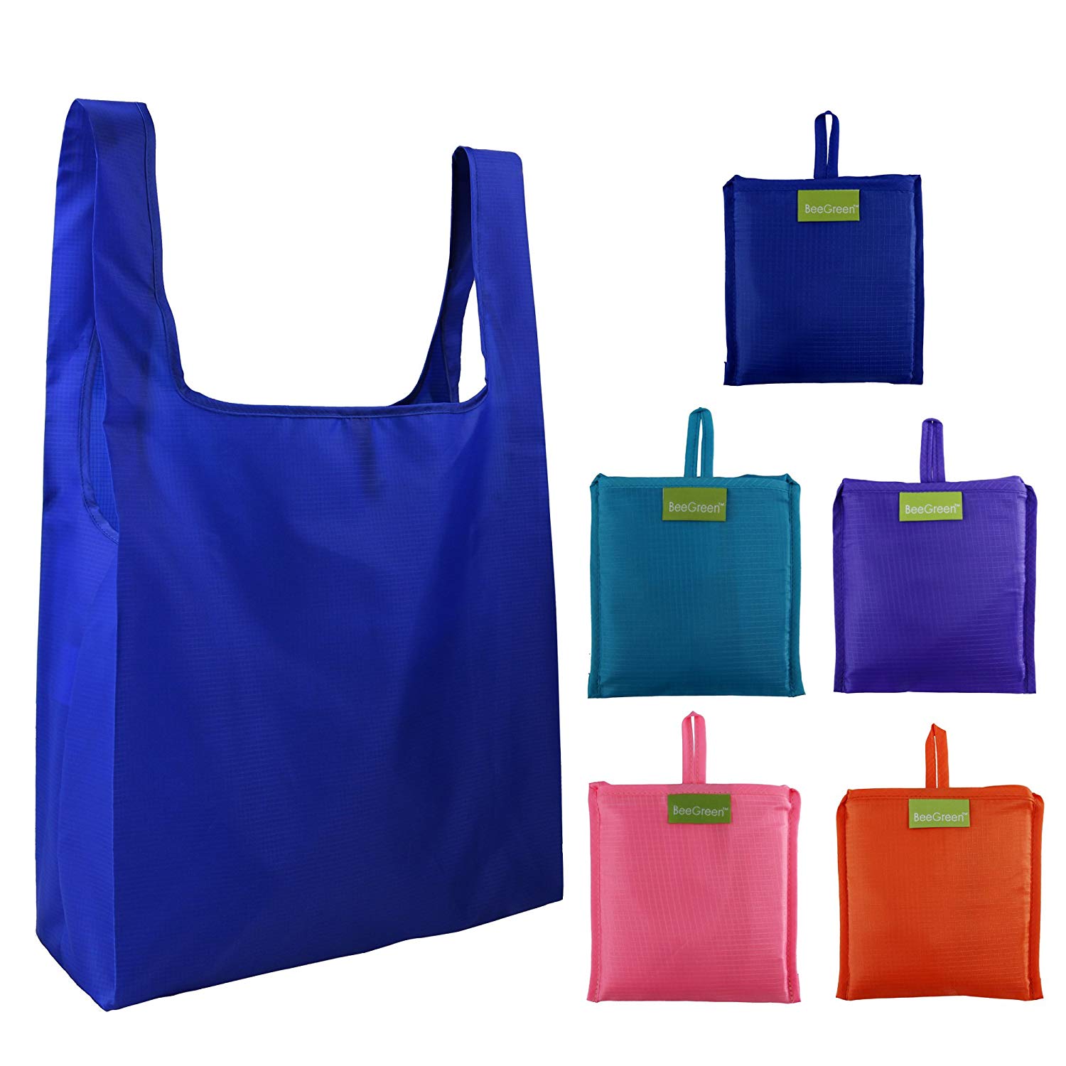 BeeGreen Reusable Grocery Bags Foldable into Attached Pouch