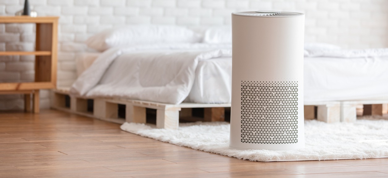 air purifier in a bedroom
