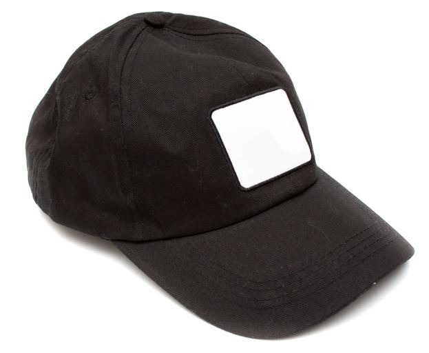 black baseball cap with space for design in the front panel