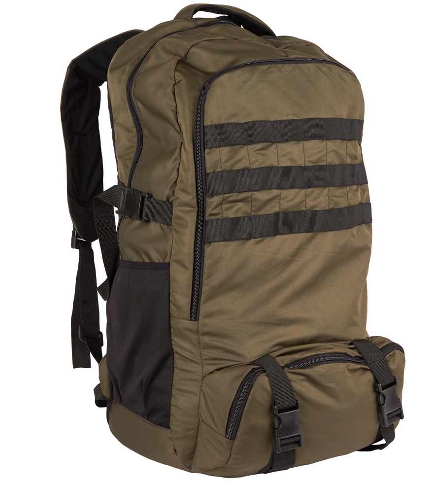 camouflage backpack in white background