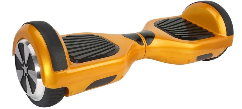 gold and black hover board in white background