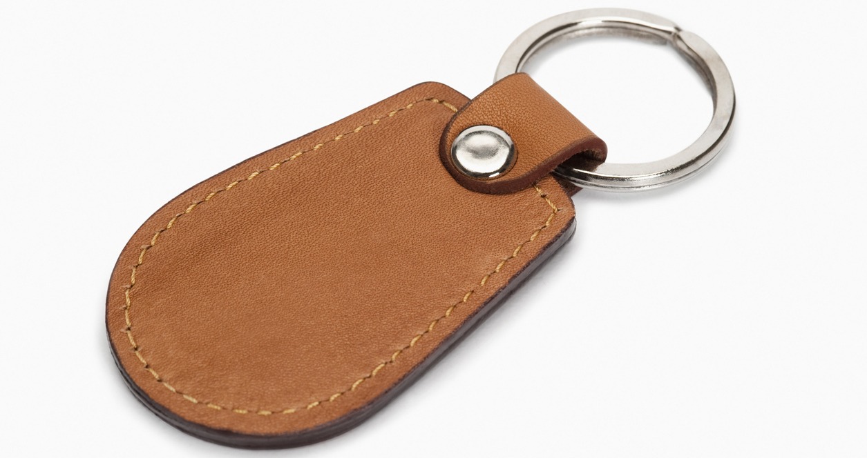 leather keychain in a white background