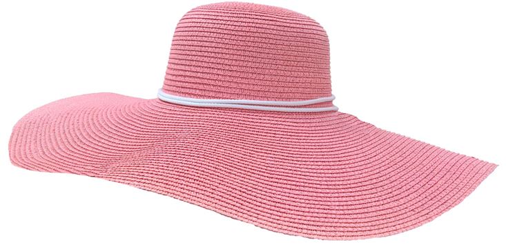 pink wide brimmed hat for women in white background