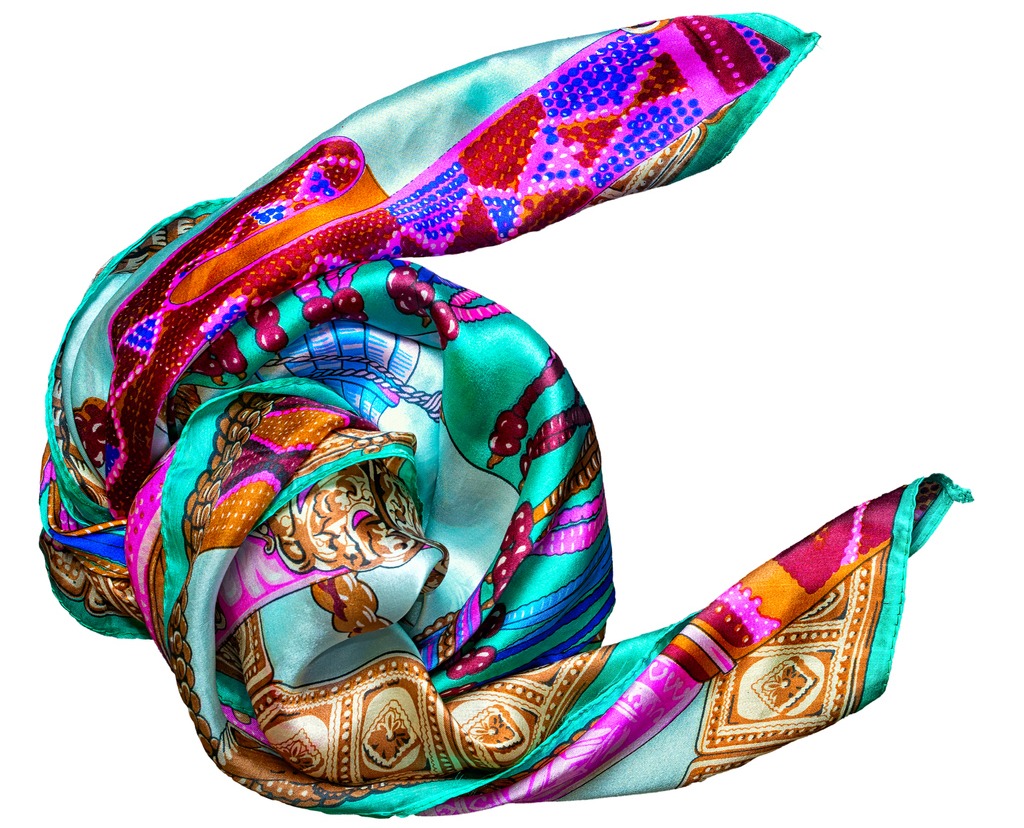 printed silk scarf in white background