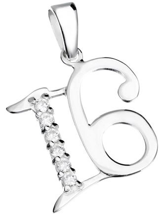 silver pendant in number 6 in white background
