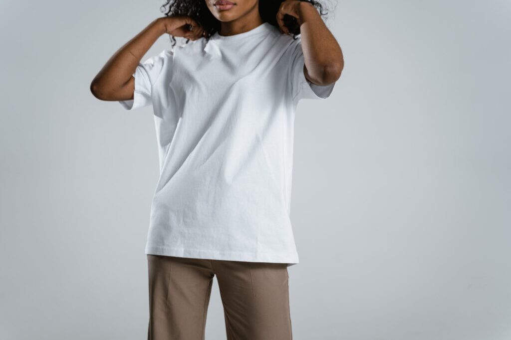 woman wearing white t-shirt