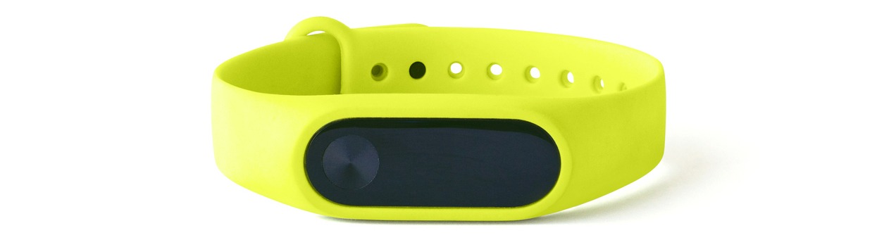 yellow fitness tracker in white background