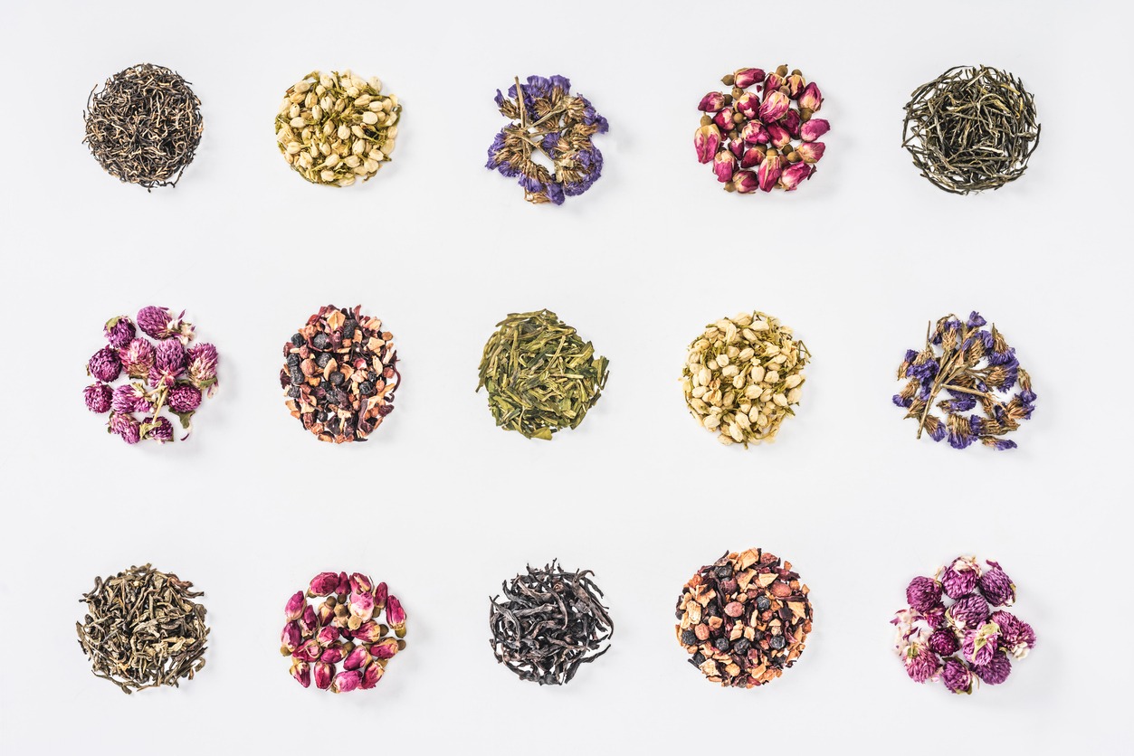 different kinds of herbal organic tea
