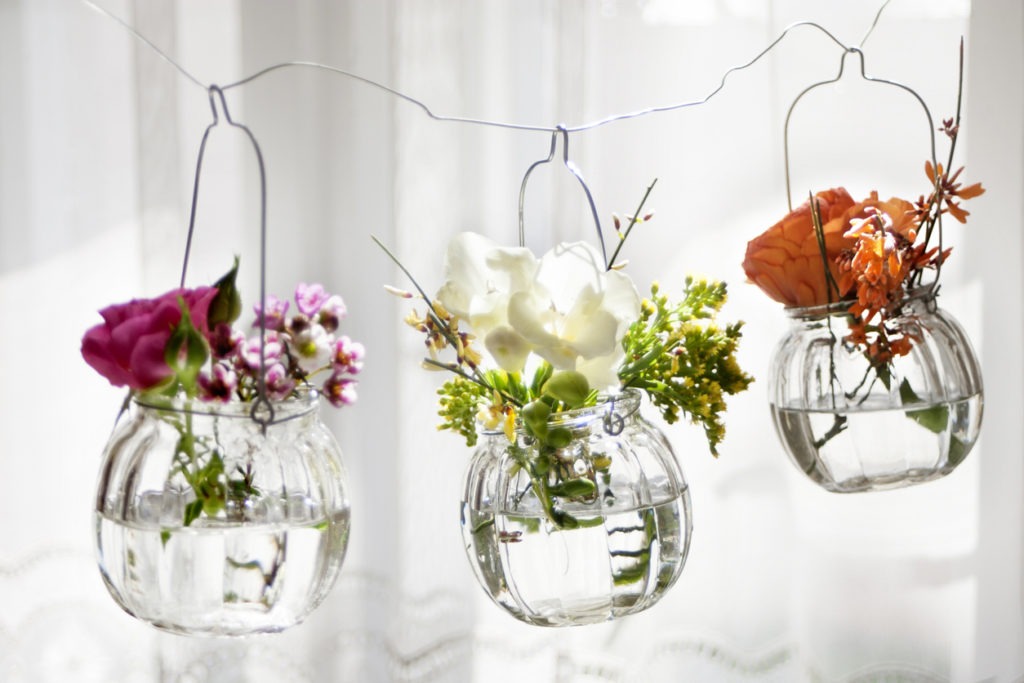 Hanging glass planters