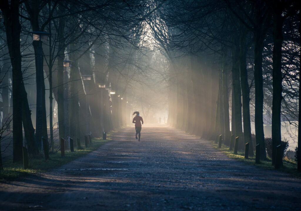 a woman doing her morning jog