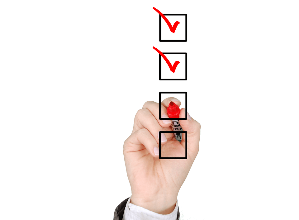 checklist with red tick marks