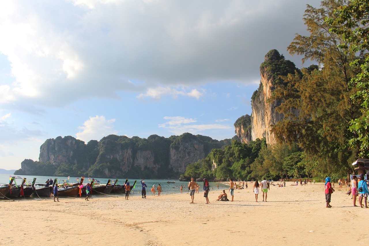 A panoramic shot of West Railay Beach