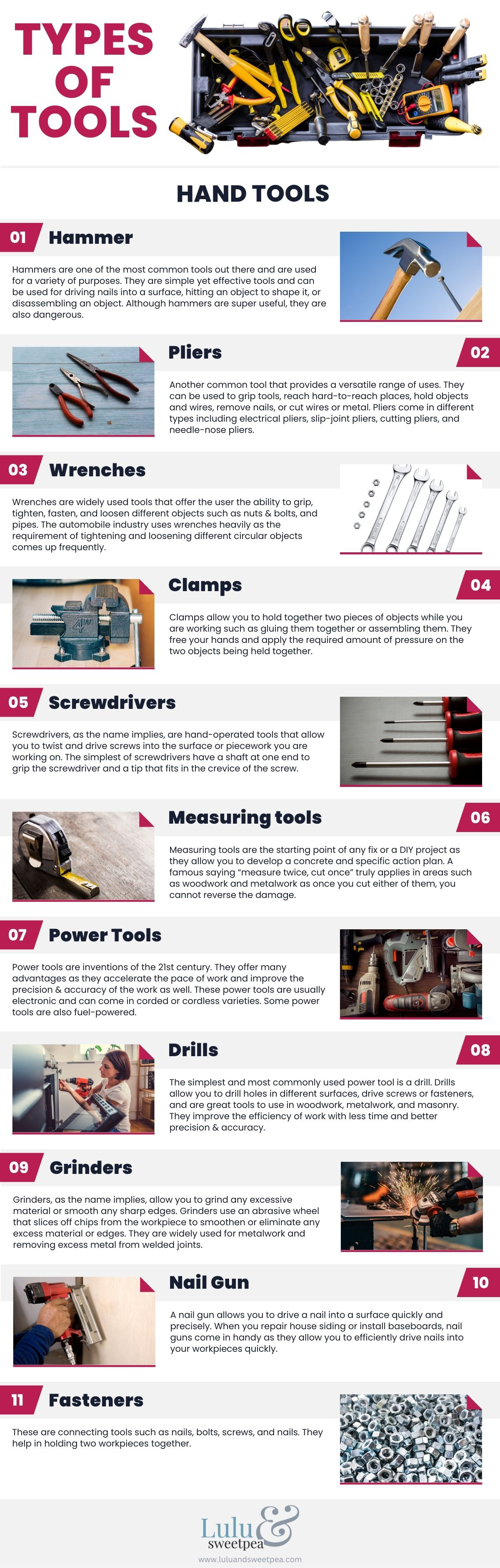 An infographic of the different types of tools