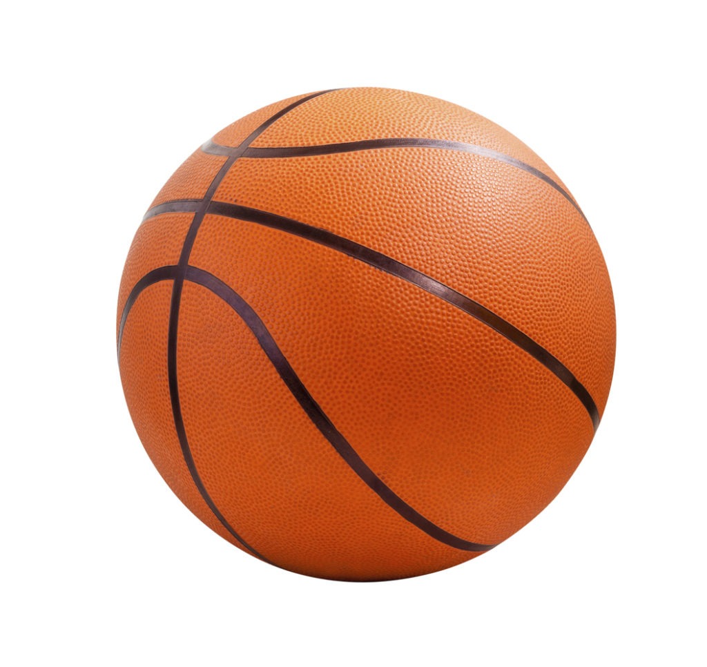Orange basketball, isolated in white background and path
