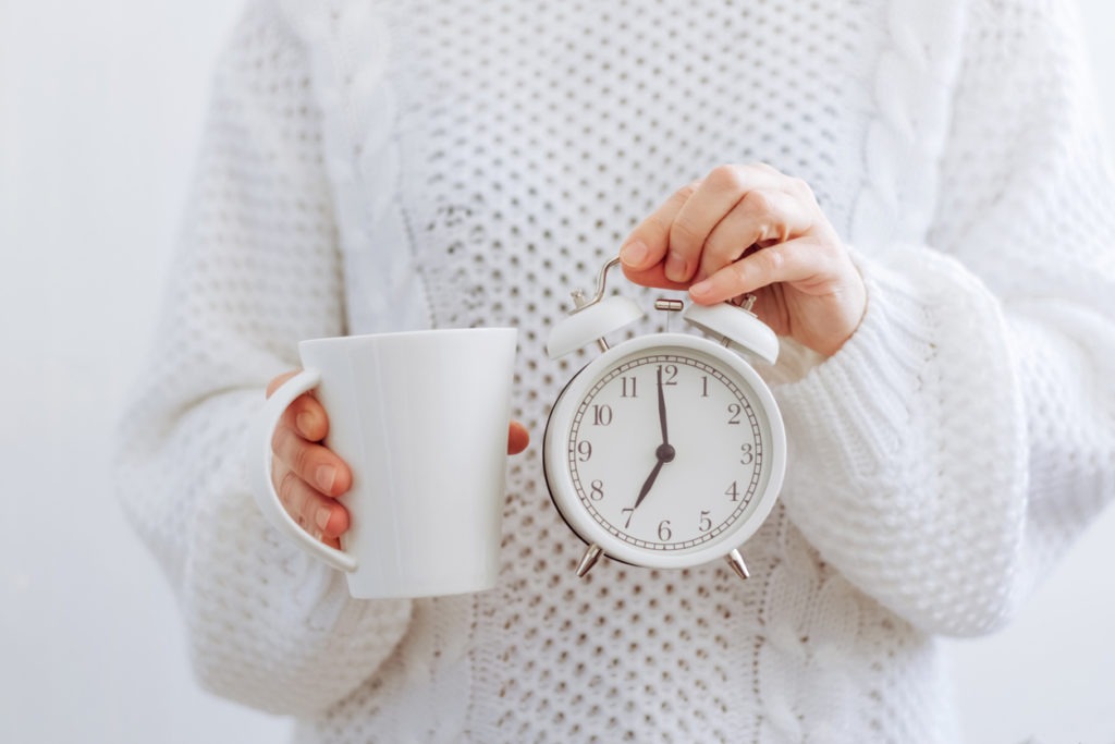 alarm clock, coffee or tea