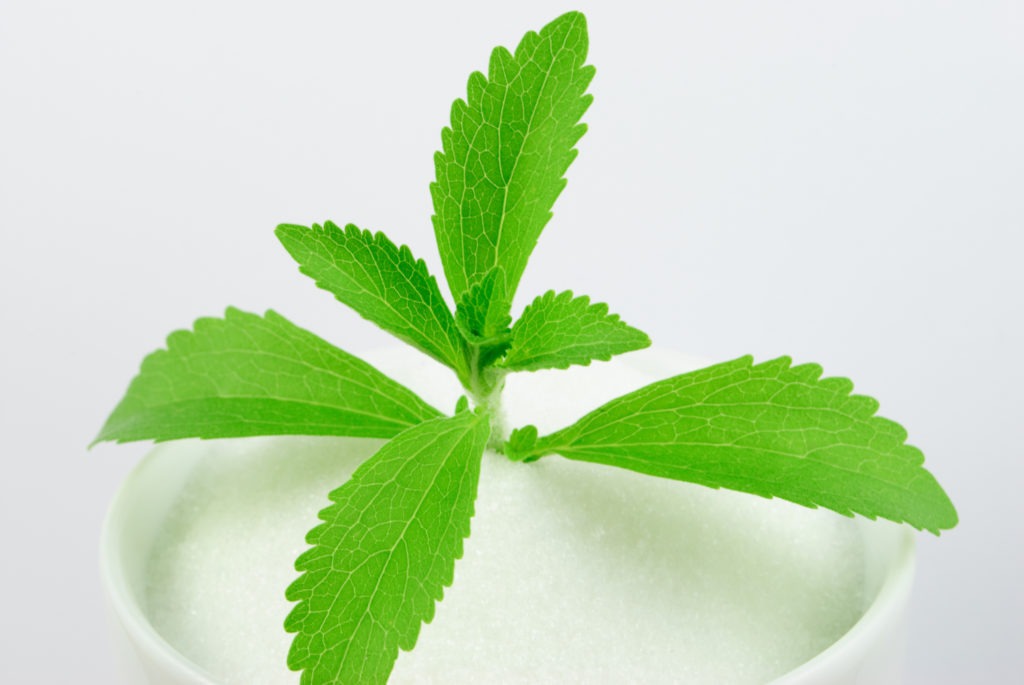 Stevia-leaves-in-a-cup-full-of-sugar