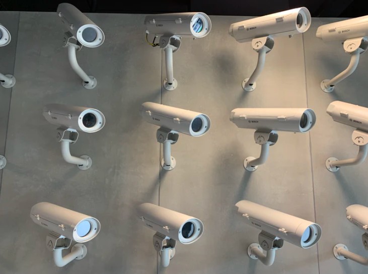 a display of various CCTV cameras