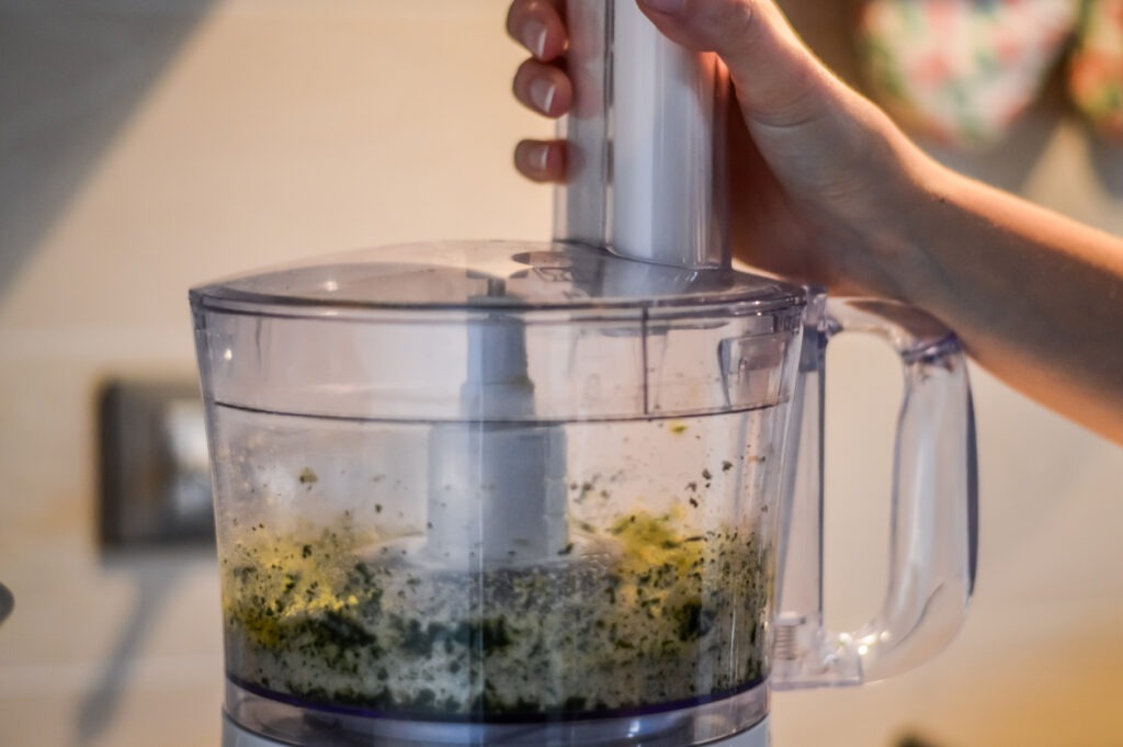 parsley and breadcrumbs in a food processor