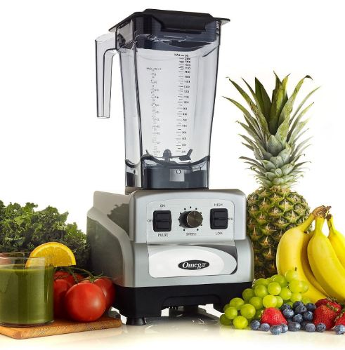 Omega OM6560S Blender Powerful 3 Peak HP Features Easy to Use Toggle Controls Plus Dial Speed Control with 10 Variable Speeds Includes Pulse and Stainless Steel Blade, Silver