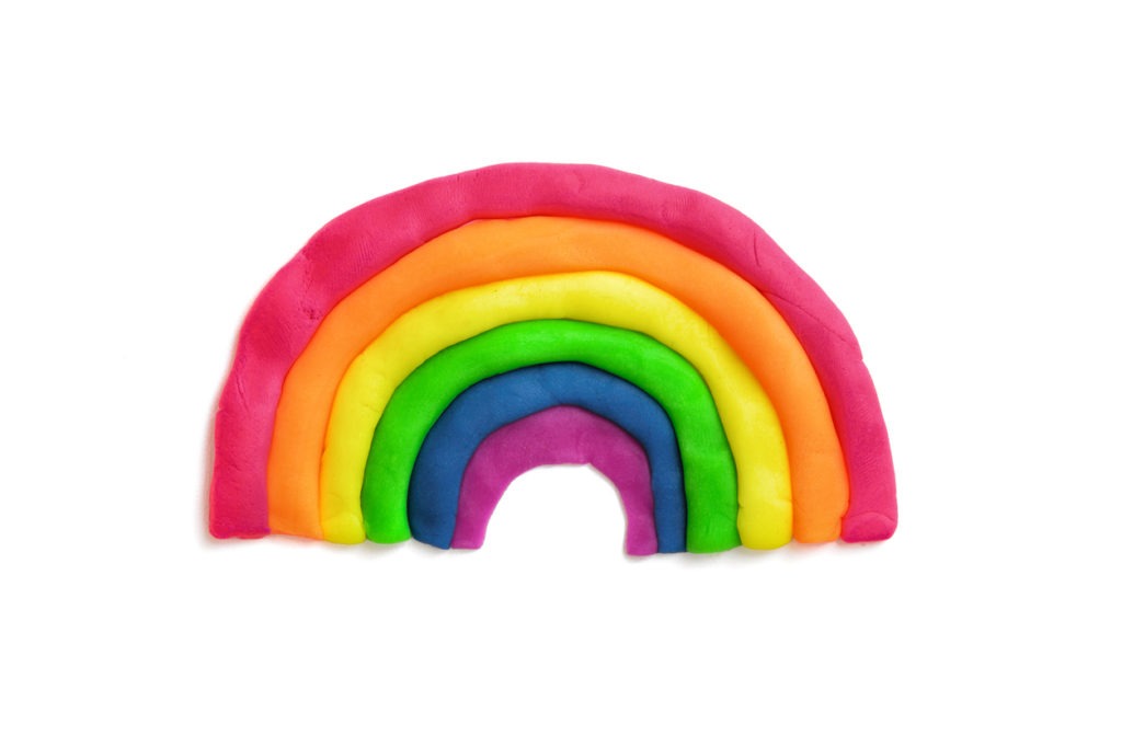A rainbow made from play dough