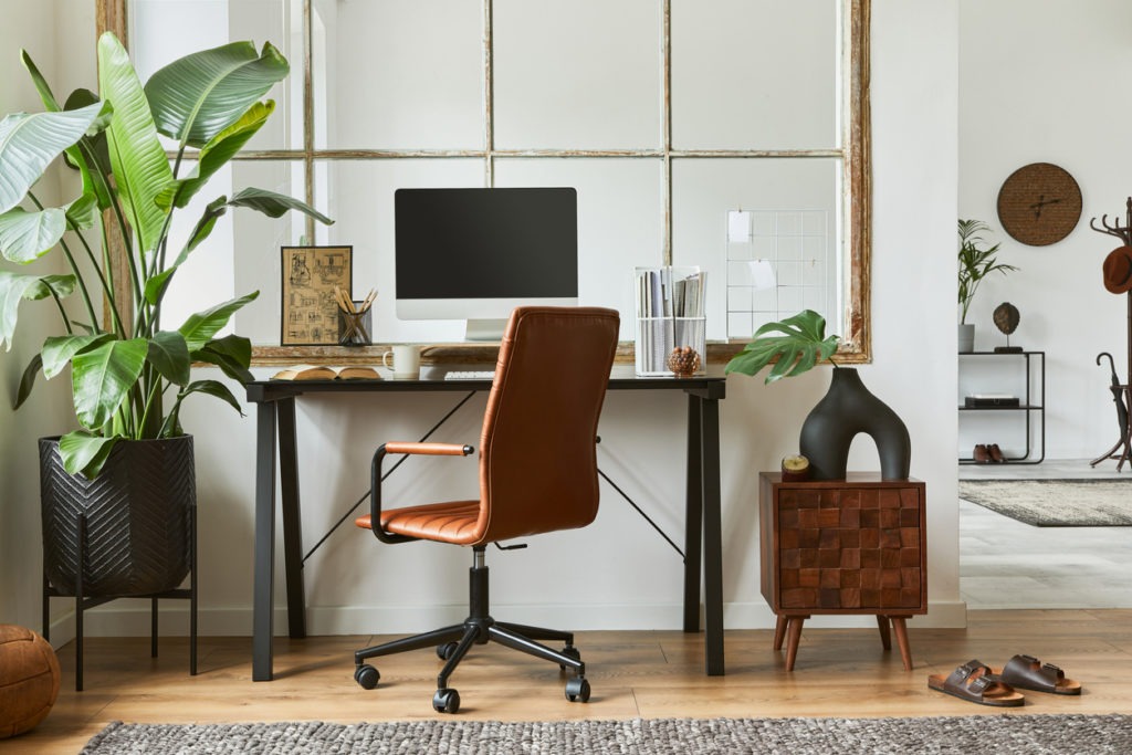 A stylish home office setup. 